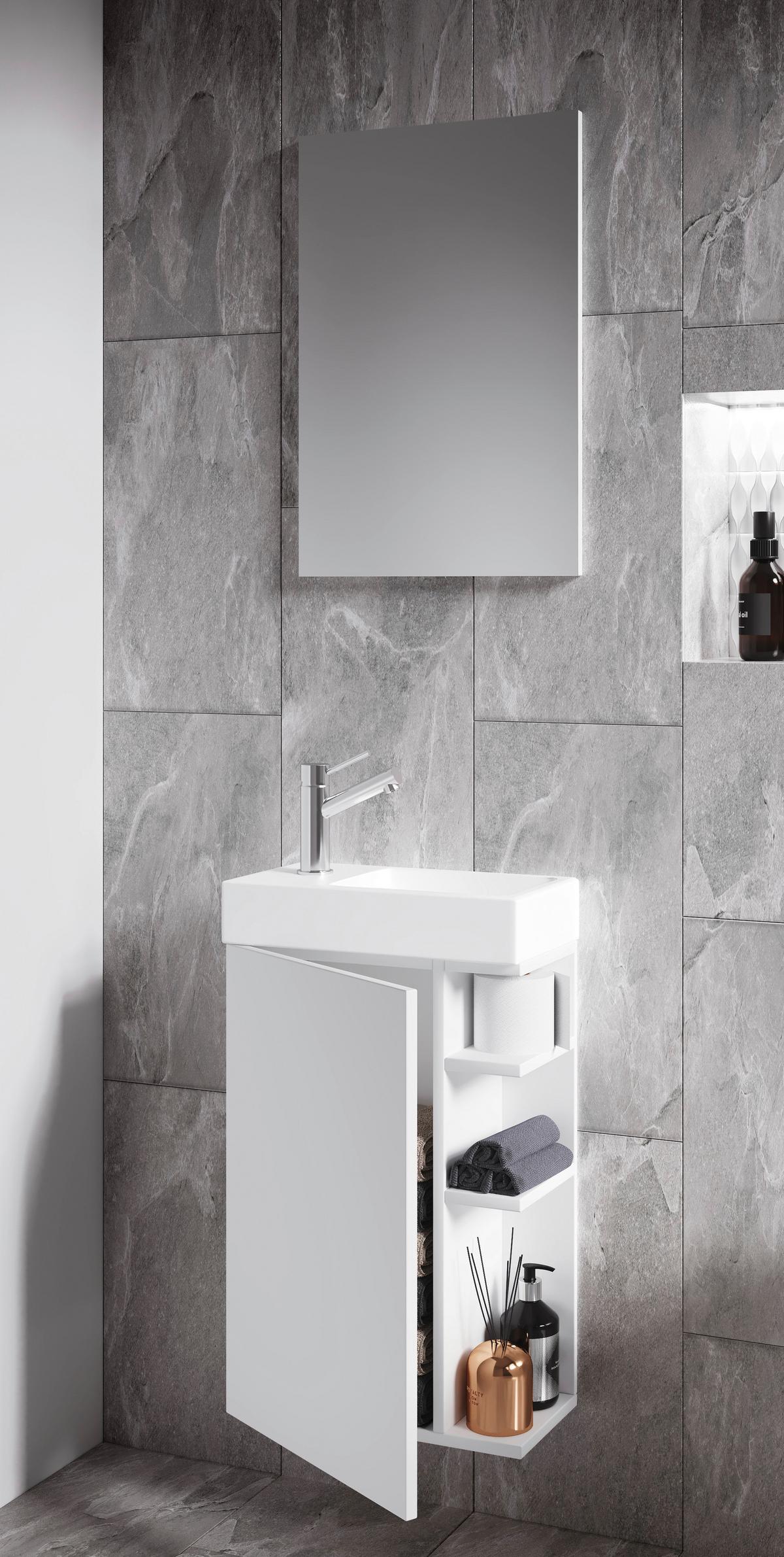 Gästebad Lumia - Weiß, MODERN, Glas/Keramik (40cm) - MID.YOU