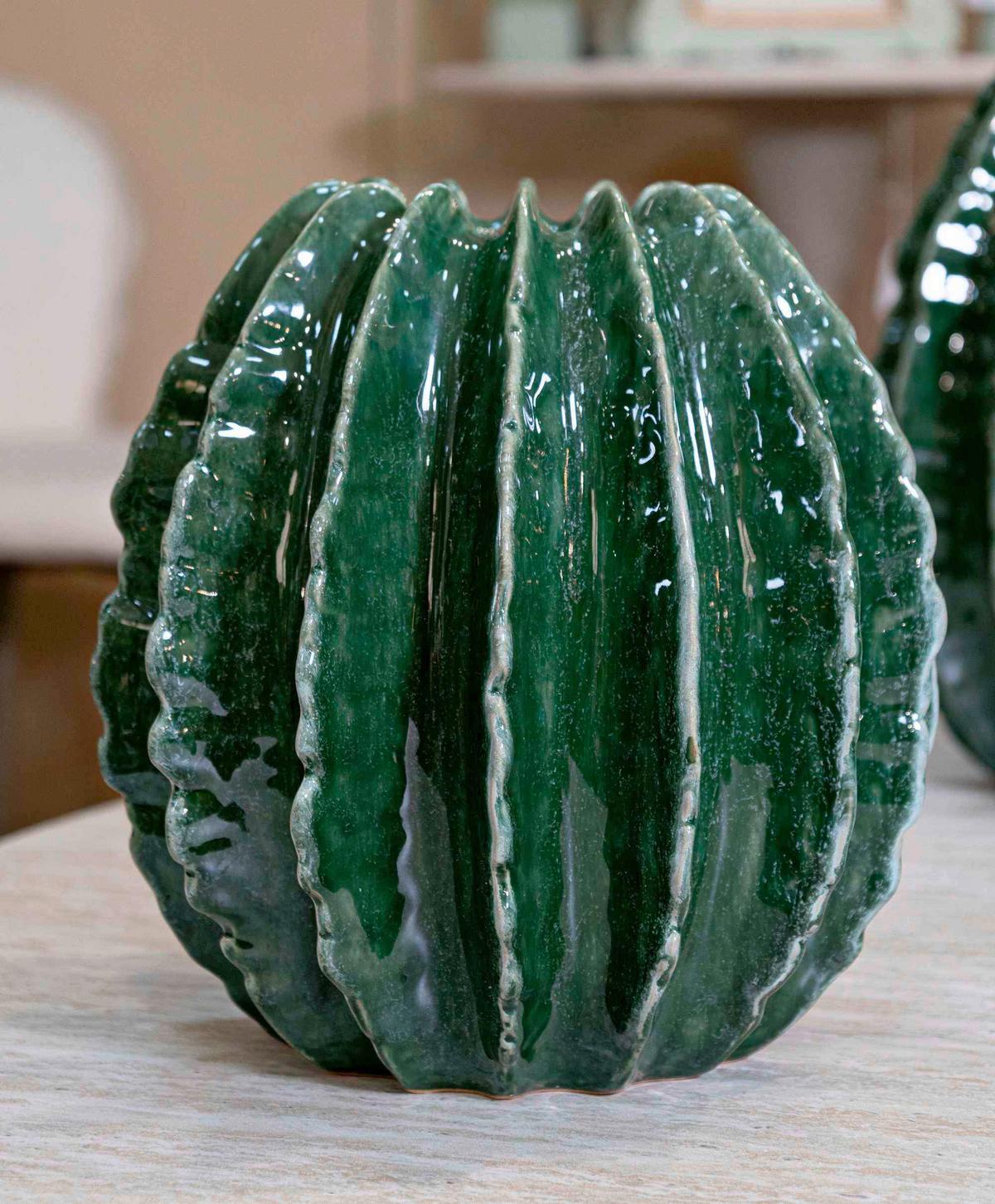 Vase Cactus Ball Pot Grün B: 23,5 cm - Grün, Basics, Keramik (23,5/24,5/23,5cm)