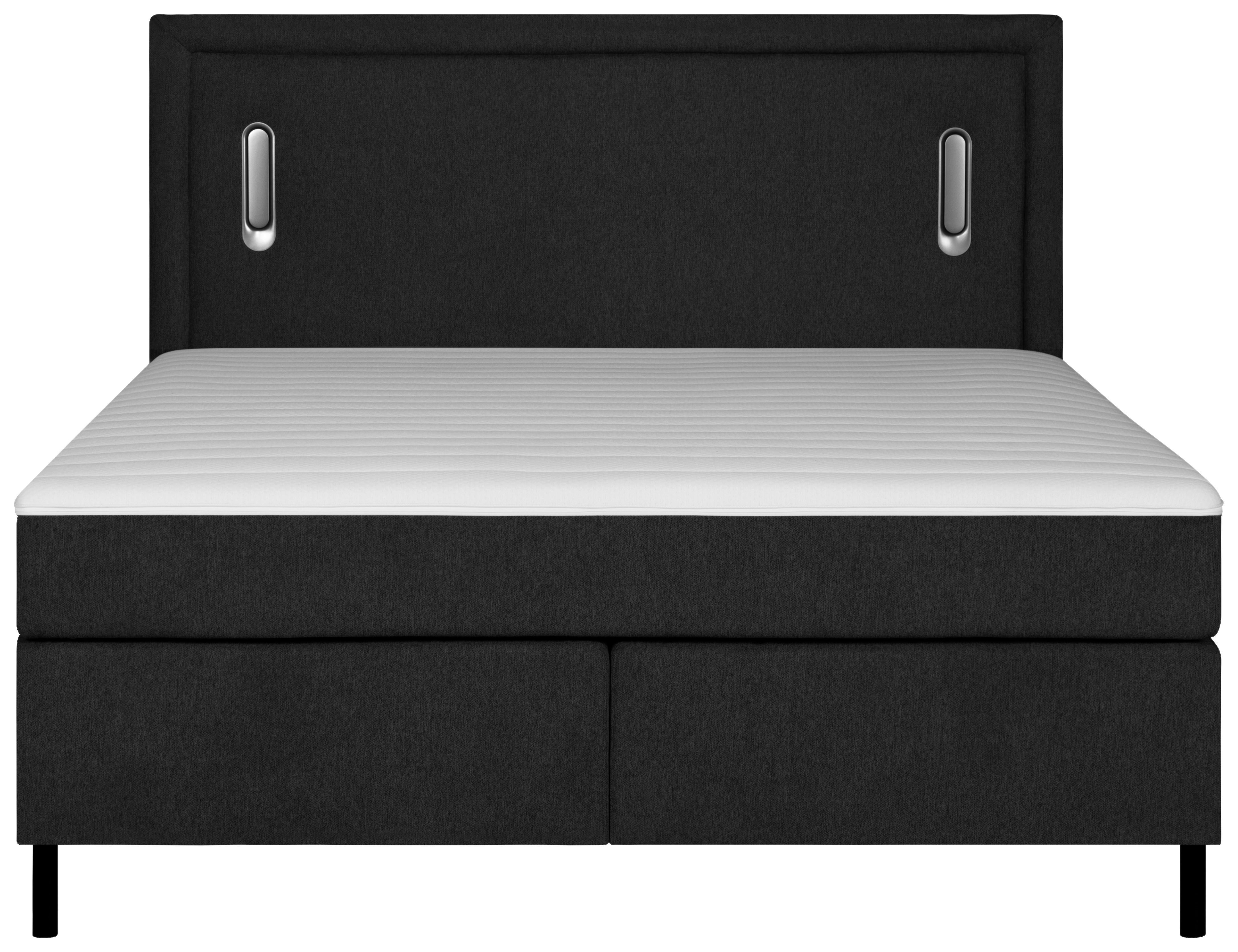 Boxspringbett mit Matratze 160x200 cm Nidda - Schwarz, MODERN, Textil (160/200cm) - Livetastic