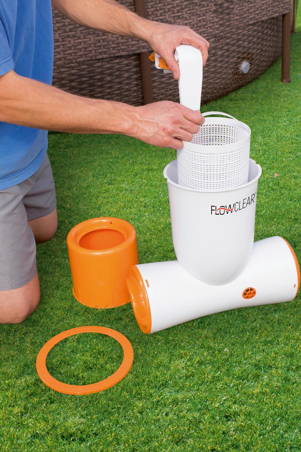 Skimmer 680gal Korb Herausnehmbar 2 574l/H 58462 - Orange/Weiß, MODERN, Kunststoff (2574l) - Bestway