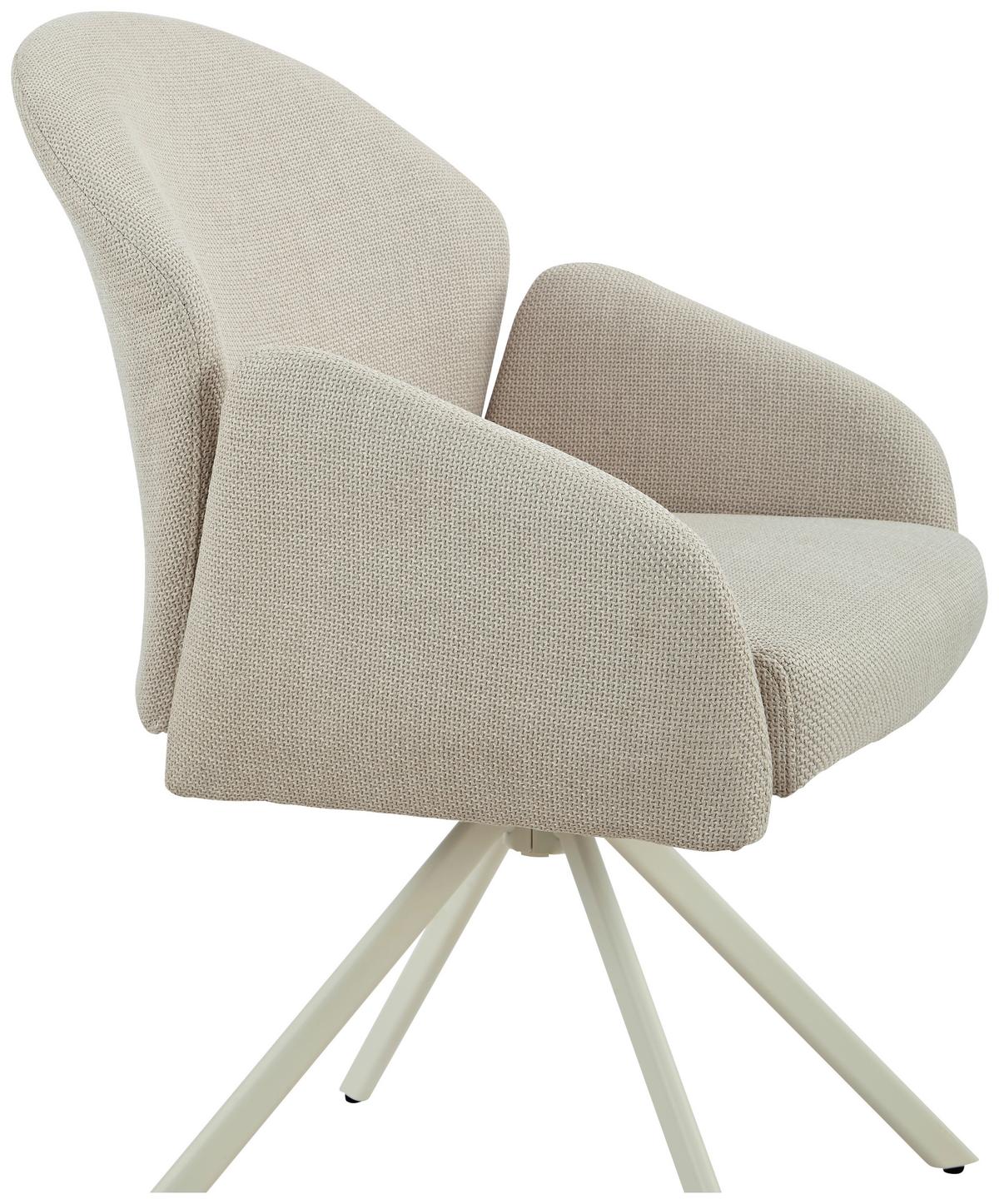Armlehnstuhl Holly drehbar Webstoff Beige, B: 56,5 cm - Beige, MODERN, Textil/Metall (56,5/61/84cm)