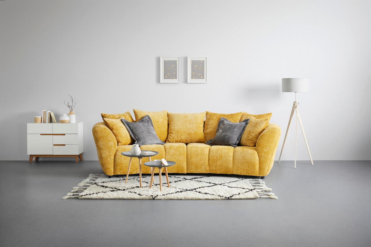 Velká pohovka BONELLI, žlutám s polštáři - černá/žlutá, Moderní, textil/plast (280/74cm) - Mömax