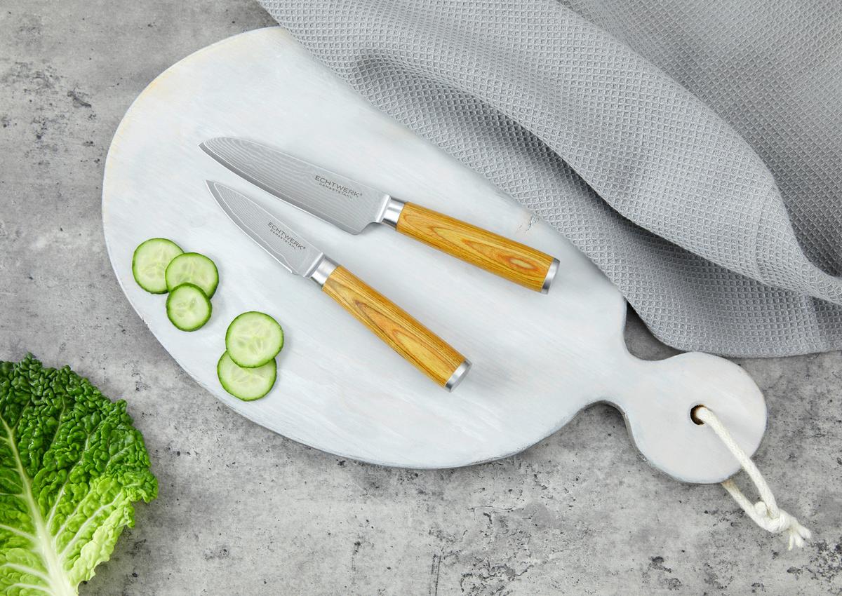 Messerset Aleyna 2 -Teilig. Crv-Stahl Klinge ca. 19,7 cm - Silberfarben/Braun, MODERN, Metall - Echtwerk