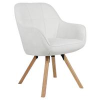 Stolička s podrúčkami COSIMA - biela/prírodná farba, Design, kov/drevo (59/84/61cm)