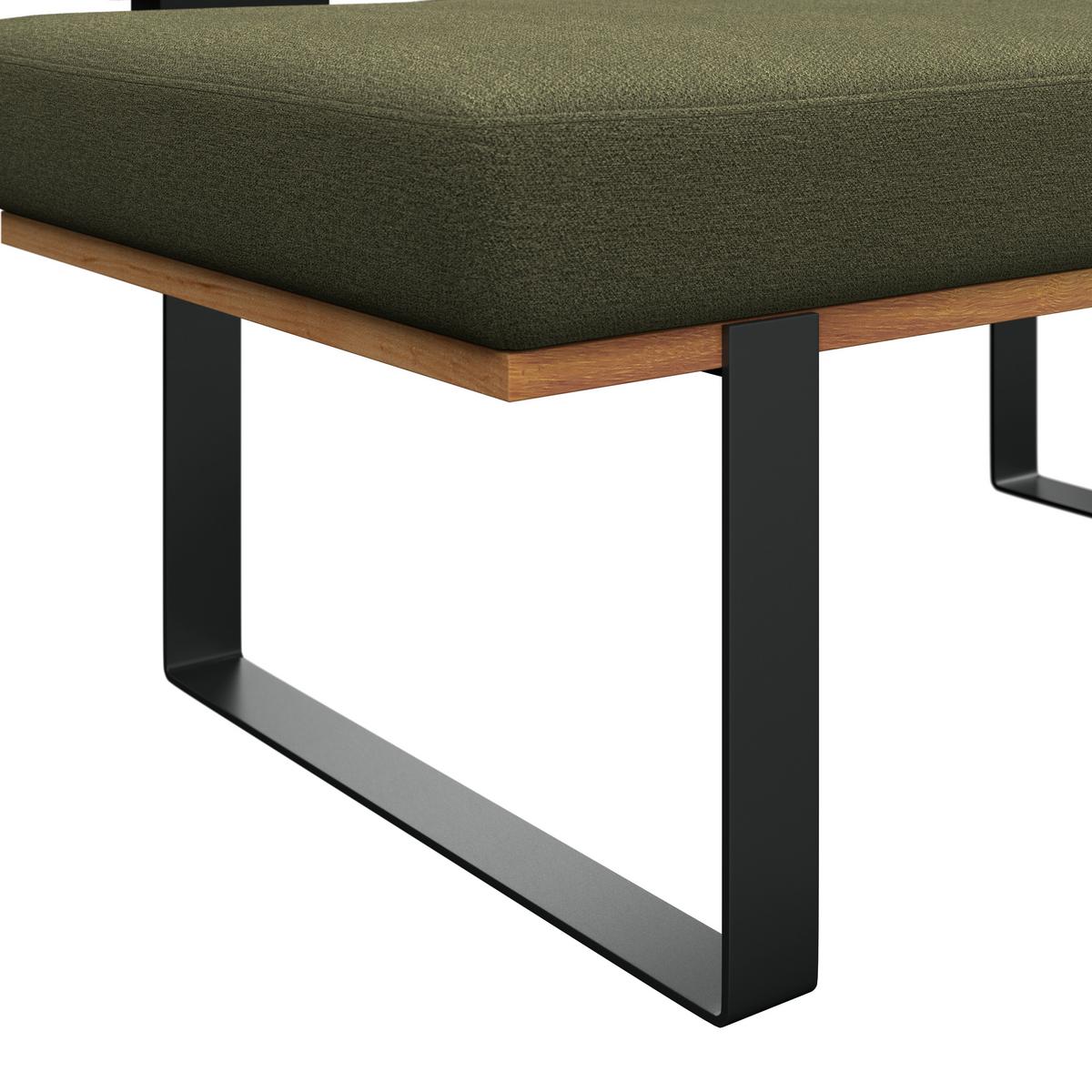 Sitzbank Tristan Webstoff grün, B: 130cm - Schwarz/Grün, MODERN, Holz/Textil (130/48/90cm) - James Wood