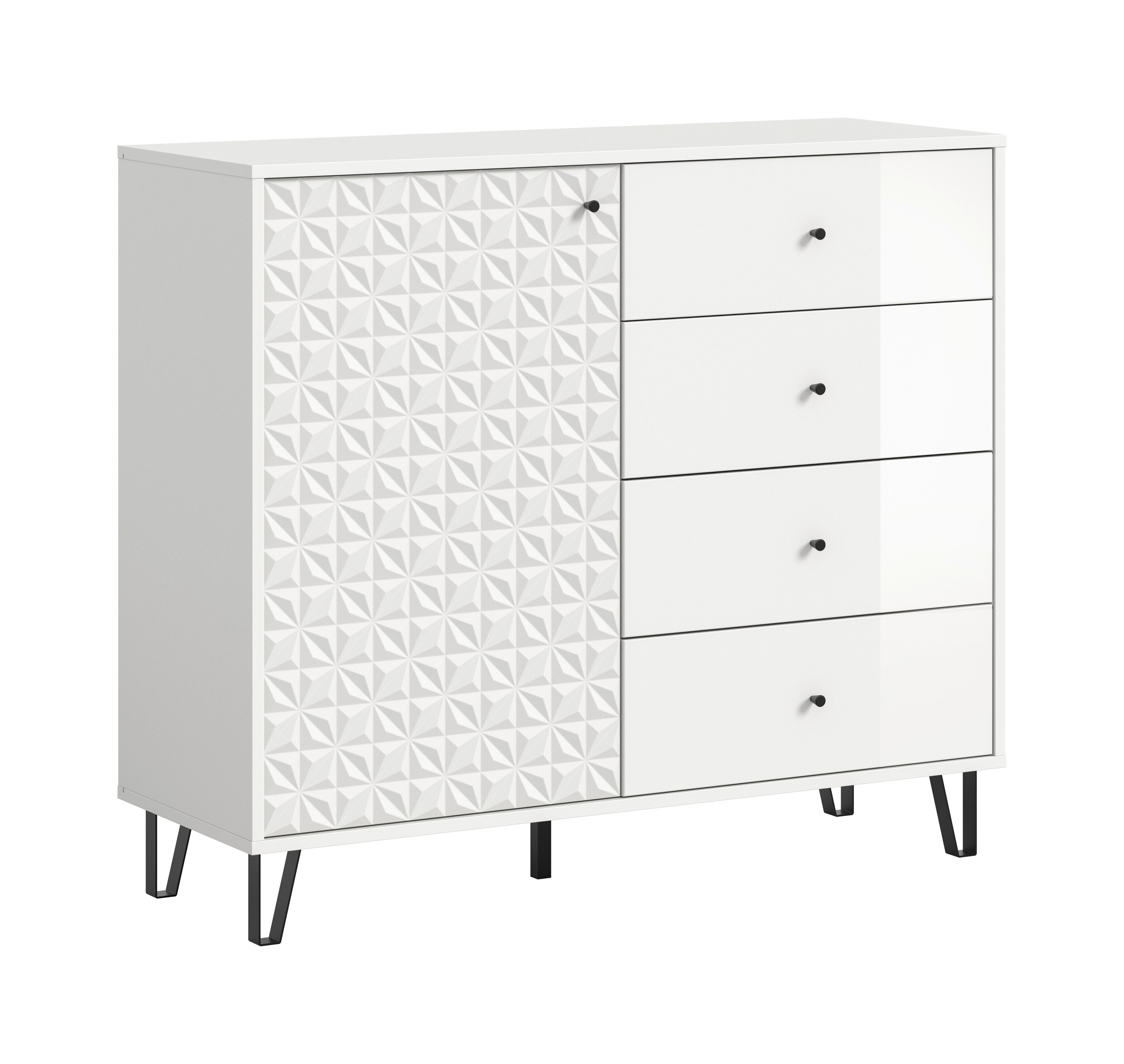 Highboard Prisma Weiß Hochglanz B: 110 Cm