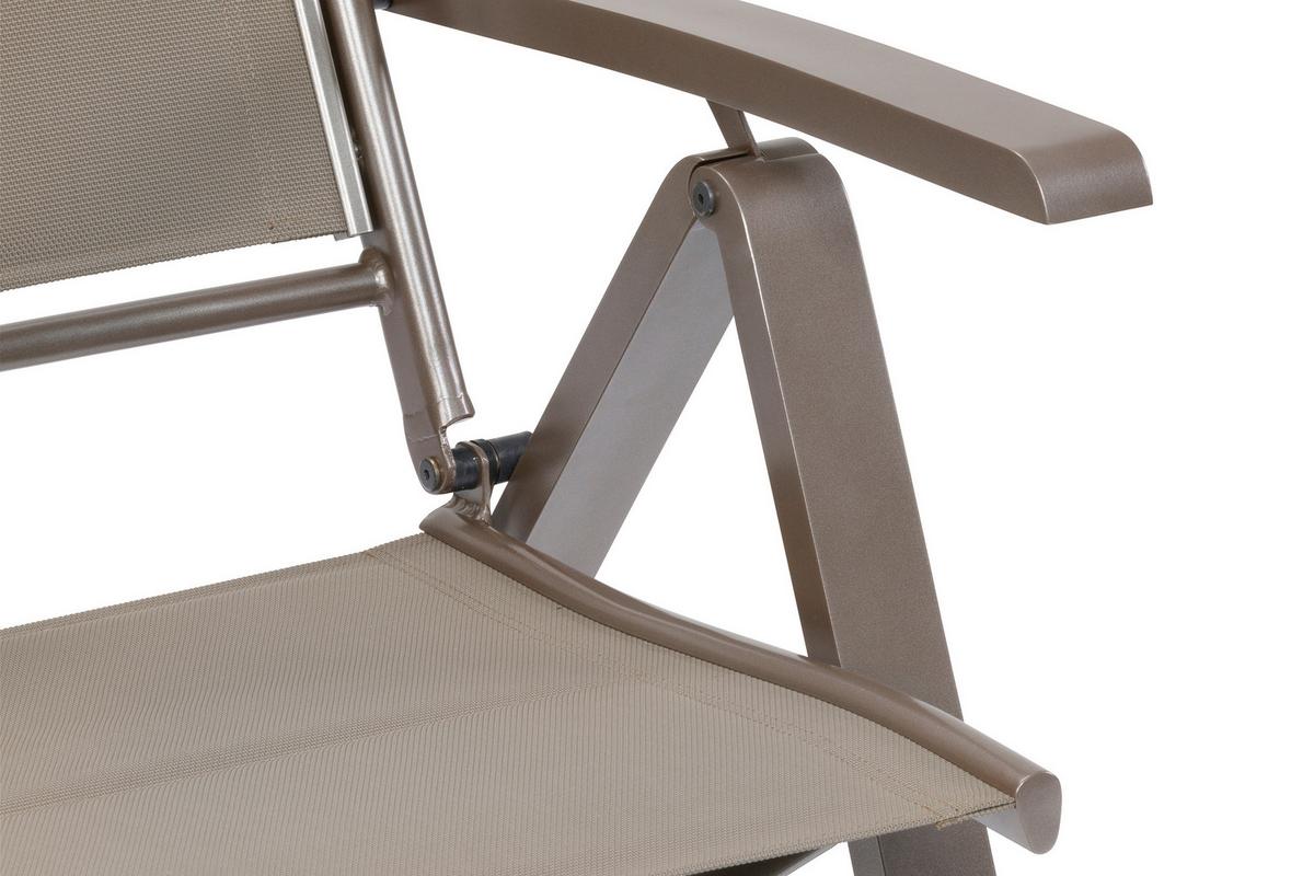 Gartentischgruppe Tinetto 5--Teilig. Aus Aluminium - Taupe/Braun, KONVENTIONELL, Glas/Textil - Gardenson