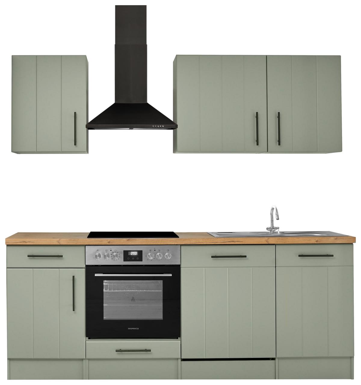 Küchenblock Anton Wildeiche/Schilfgrün B: 220cm - Schilfgrün/Wildeiche, Trend, Holzwerkstoff (220cm) - Respekta