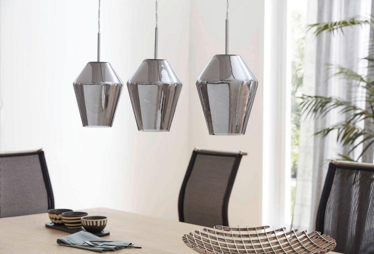 Hängeleuchte 96774* Murmillo - Chromfarben/Schwarz, Design, Glas/Metall (77/17/150cm) - Eglo