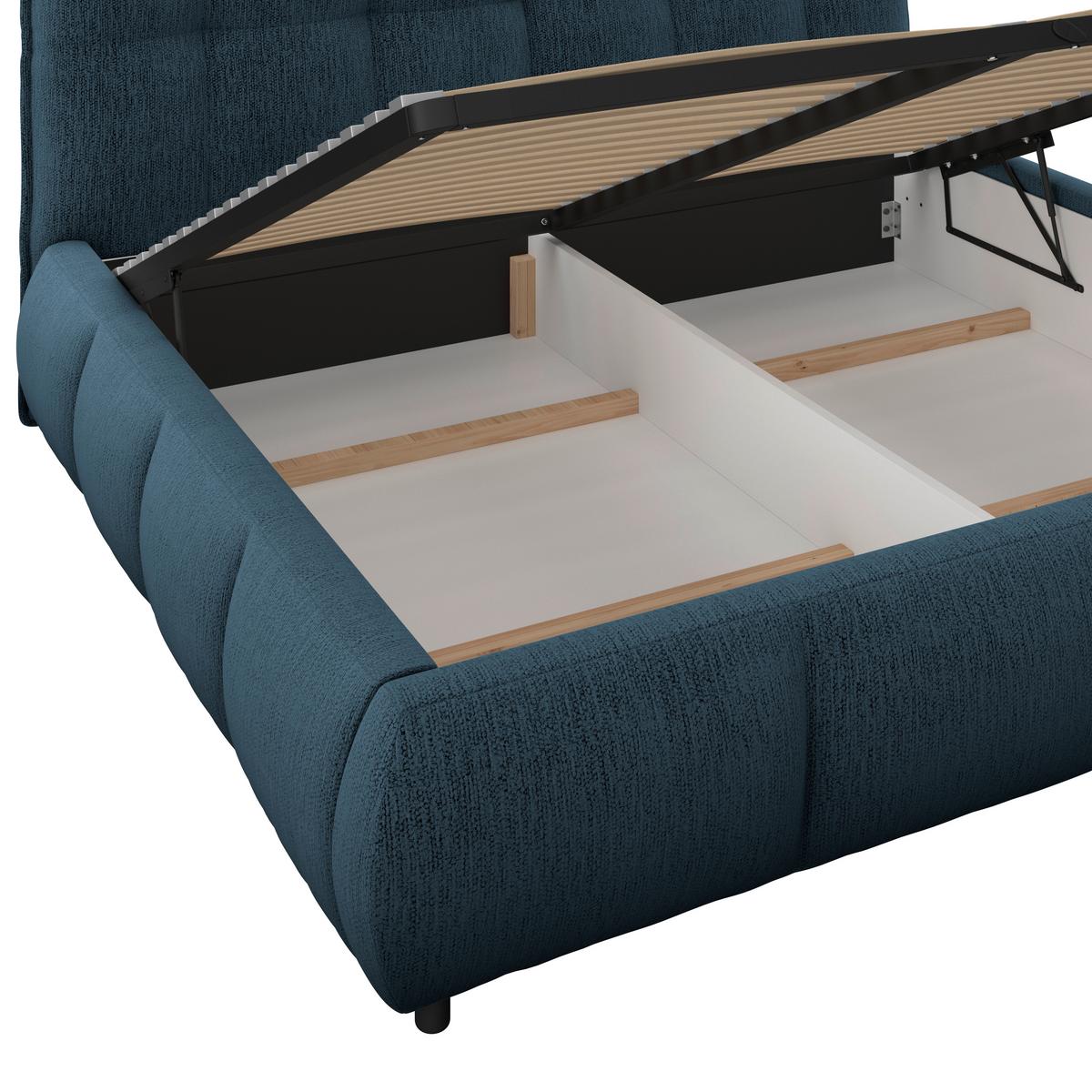 Polsterbett LIMO Dunkelblau 160x200 cm - Schwarz/Dunkelblau, KONVENTIONELL, Holz/Holzwerkstoff (160/200cm) - James Wood
