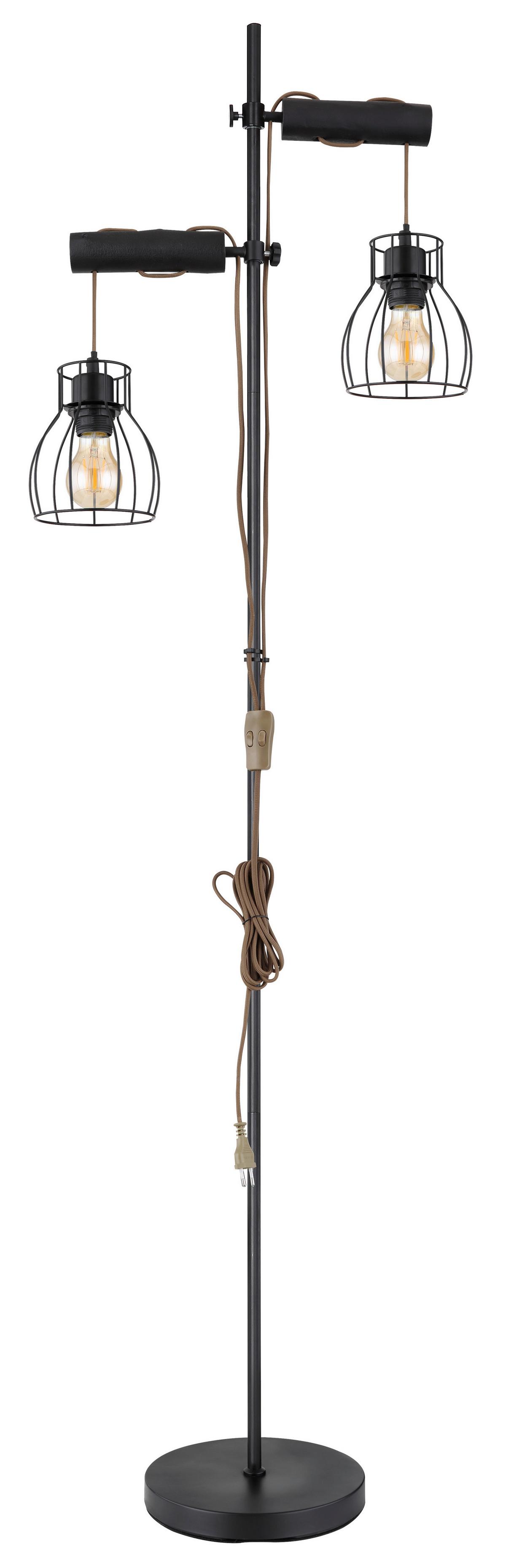 Stehleuchte 15326-2snb - Champagner/Schwarz, KONVENTIONELL, Holz/Textil (48/25/168cm) - Globo