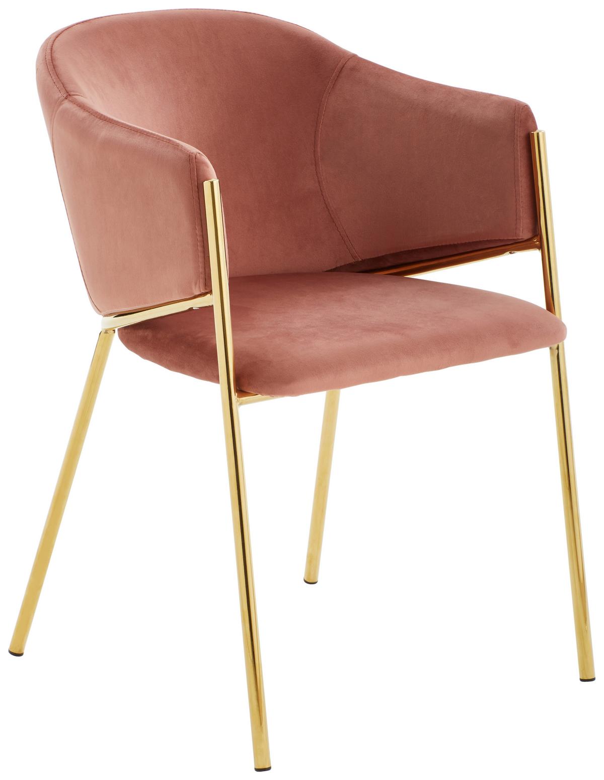 Armlehnstuhl Kronos -Trend Rosa/gold - Goldfarben/Rosa, Trend, Textil/Metall (53/77/60cm) - Livetastic