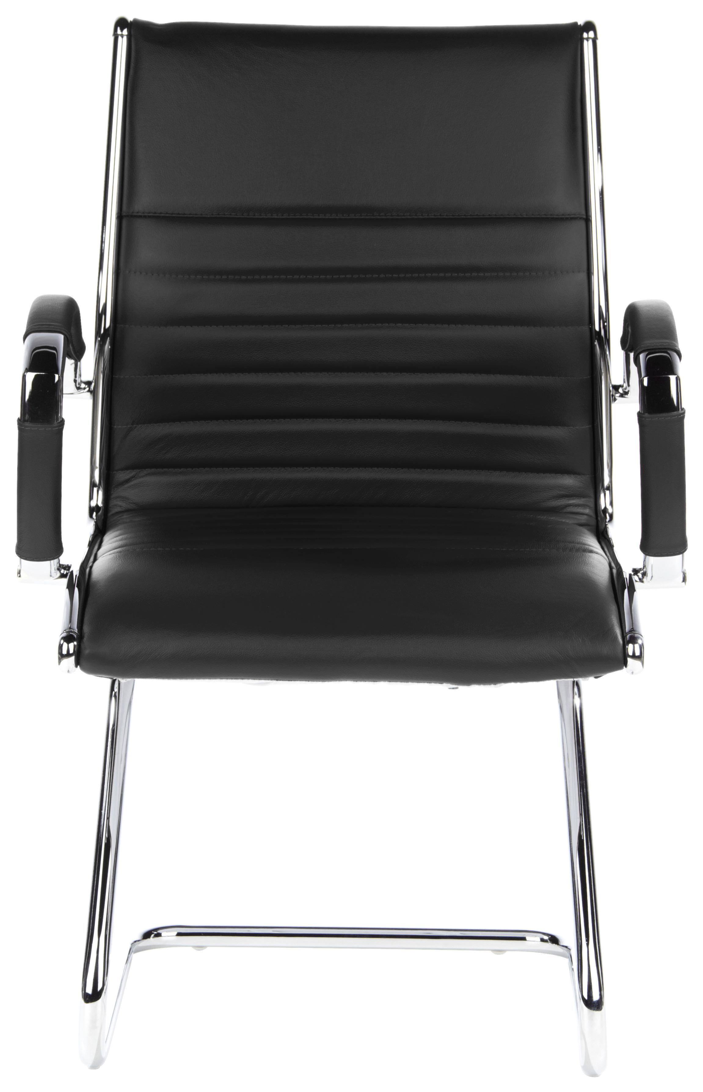 Besucherstuhl Parma V Schwarz - Chromfarben/Schwarz, MODERN, Leder/Textil (62/94/46cm) - MID.YOU