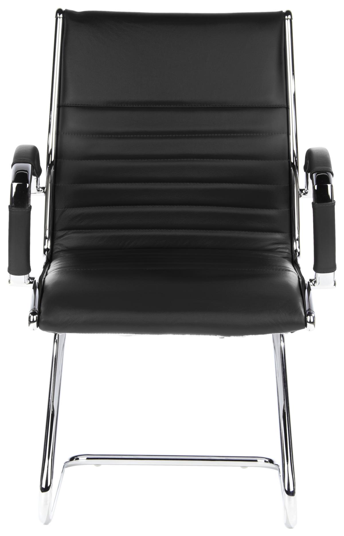 Besucherstuhl Parma V Schwarz - Chromfarben/Schwarz, MODERN, Leder/Textil (62/94/46cm) - MID.YOU