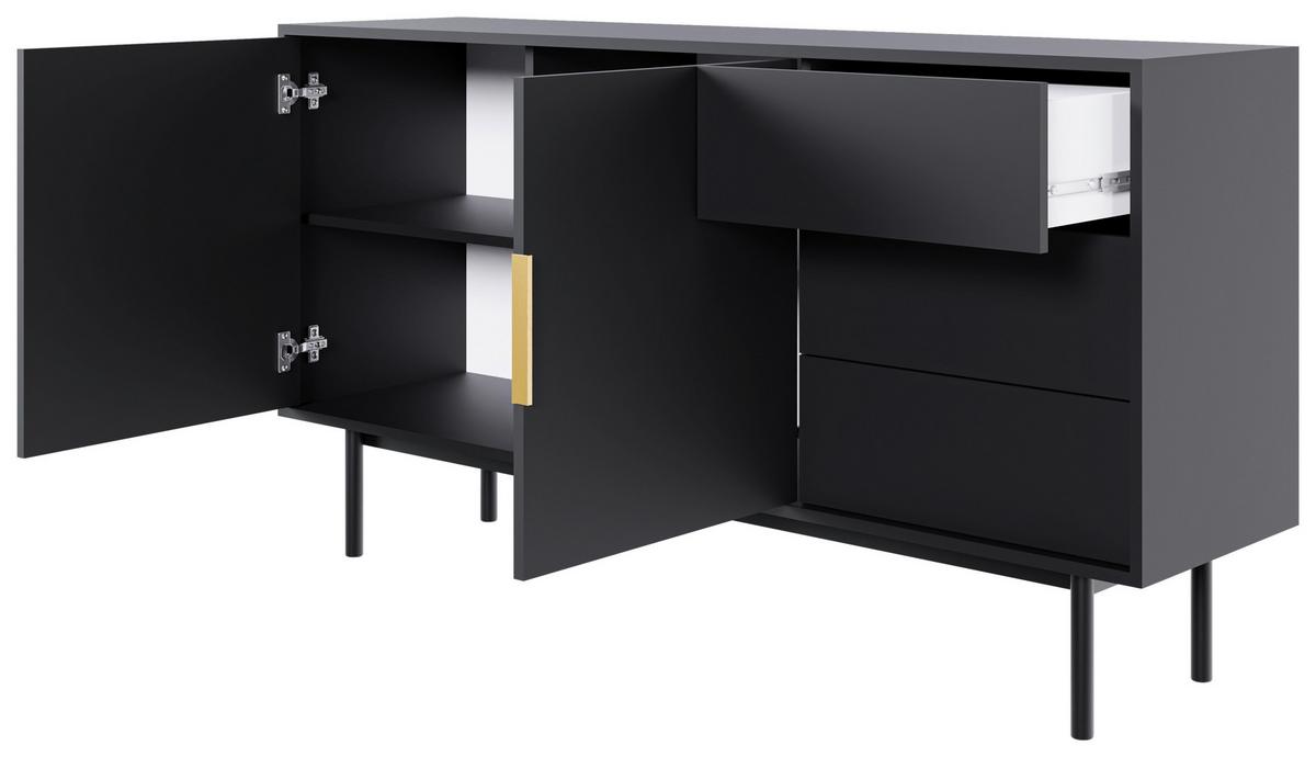 Komoda AVIV - černá/barvy zlata, Design, kov/kompozitní dřevo (154/82/39cm) - MID.YOU