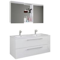 Badmöbel-set 3-tlg. Budasi B: 112 Cm Weiß Dekor - Weiß, MODERN, Keramik/Holzwerkstoff (112cm) - MID.YOU