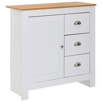 Kommode Landhausstil B: 79 cm, Weiß/Eiche Dekor - Weiß/Braun, MODERN, Holzwerkstoff (79/81/35cm) - MID.YOU