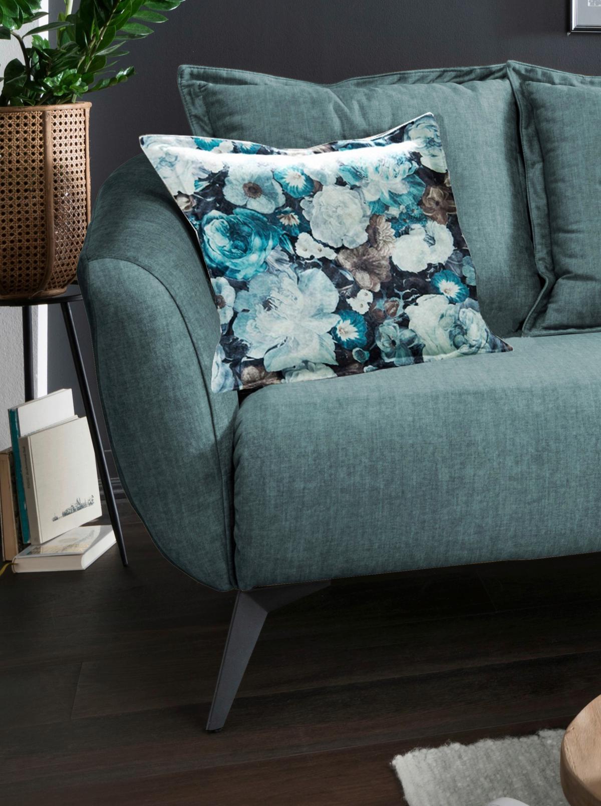 Ecksofa Baggio Mit Kissen Textil Blau/grün - Blau/Multicolor, MODERN, Holz/Textil (277/162cm) - Livetastic