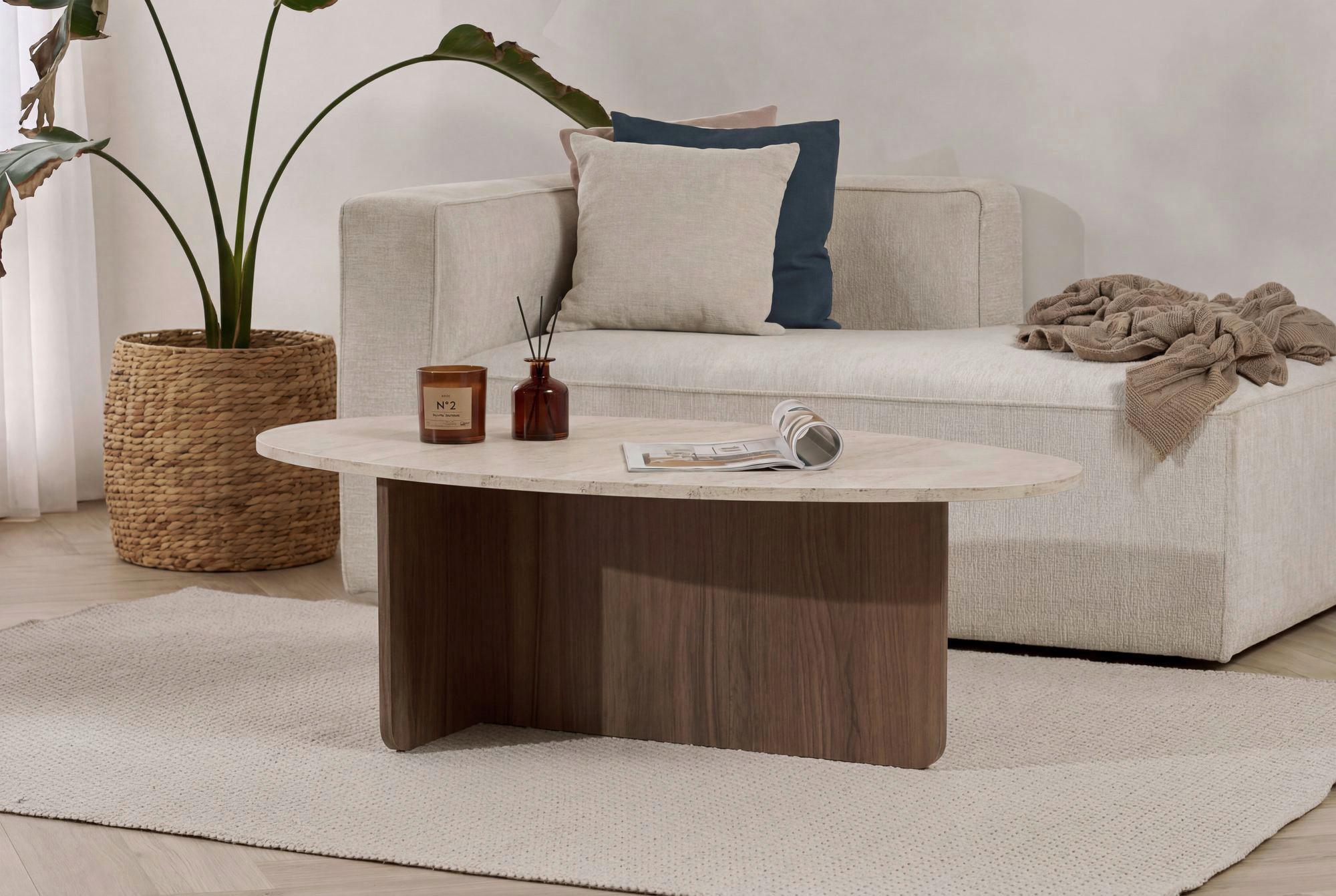 Couchtisch Orba Creme/Walnussfarben L: 120cm - Walnussfarben/Creme, Design, Holzwerkstoff (120/40/65cm) - MID.YOU