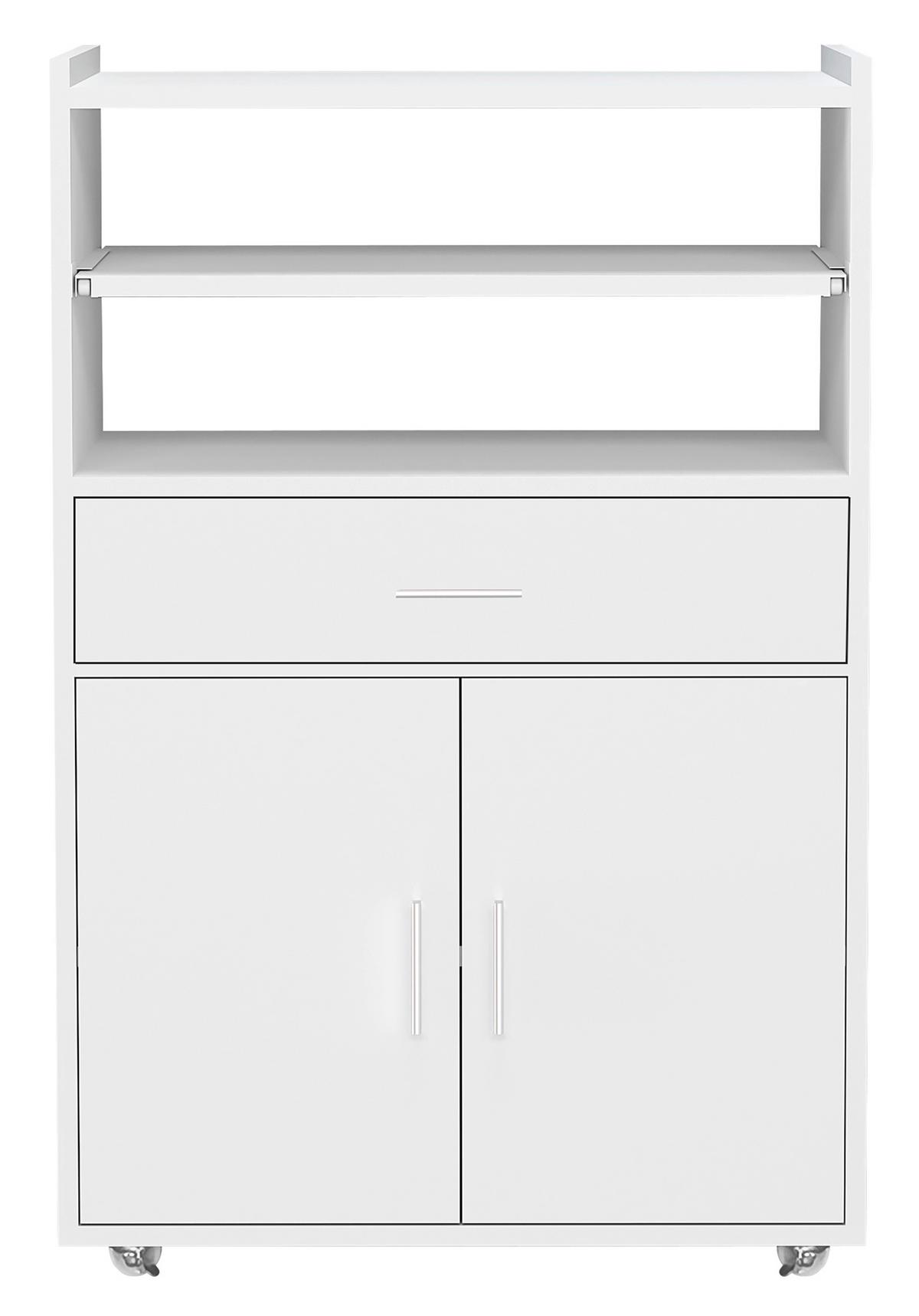 Servierwagen Kiola Weiß B: 59 cm - Weiß, Basics, Holzwerkstoff/Kunststoff (59/92/40cm) - MID.YOU