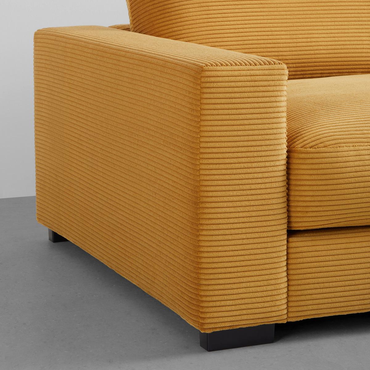 Rohová sedačka PEDRO, pravá, hořčicově žlutý manšestr - hořčicově žlutá, Moderní, textil (265/180cm) - Mömax
