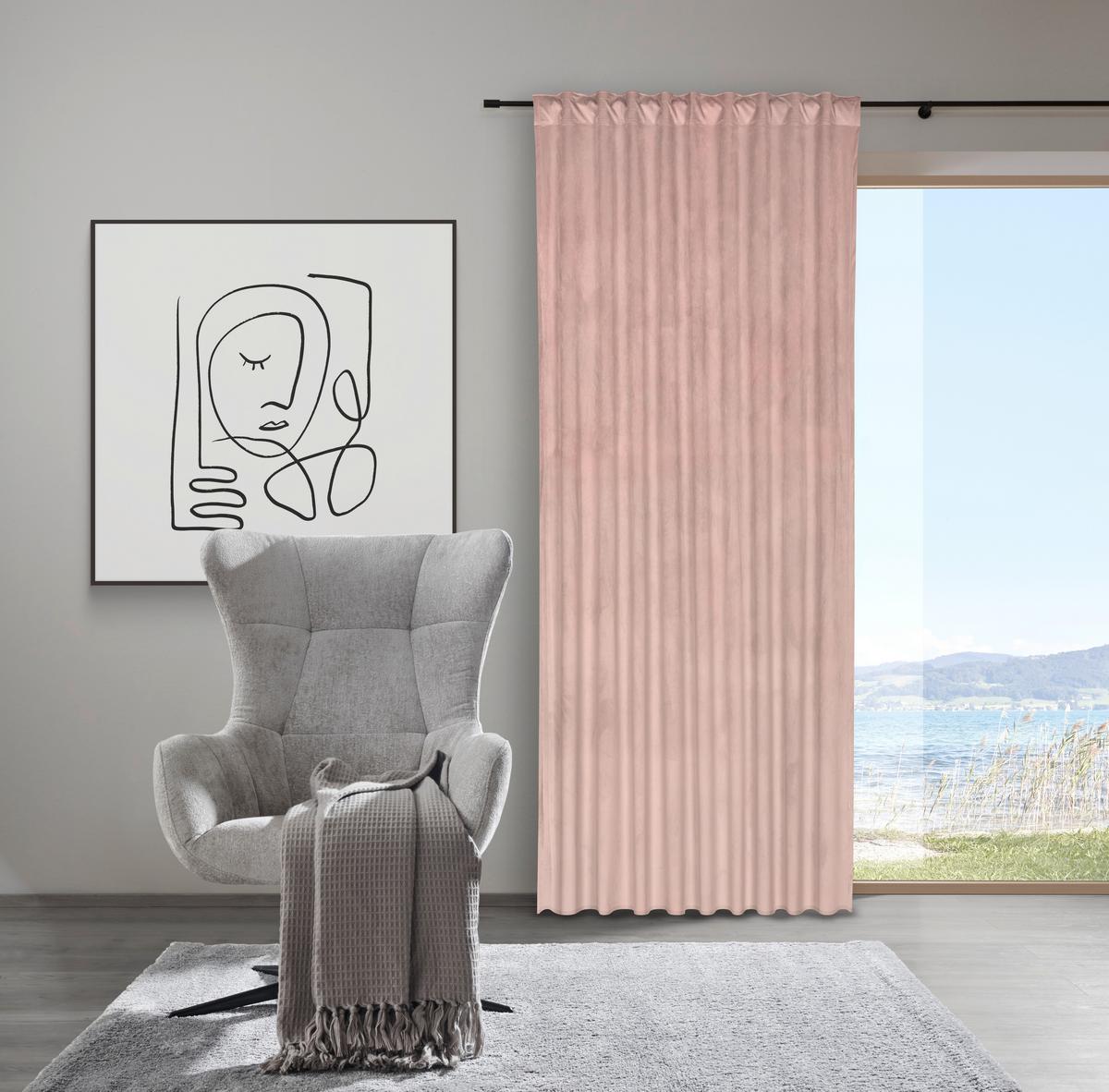 HOTOVÝ ZÁVES VIOLA - ružová, Konventionell, textil (140/245cm) - Premium Living