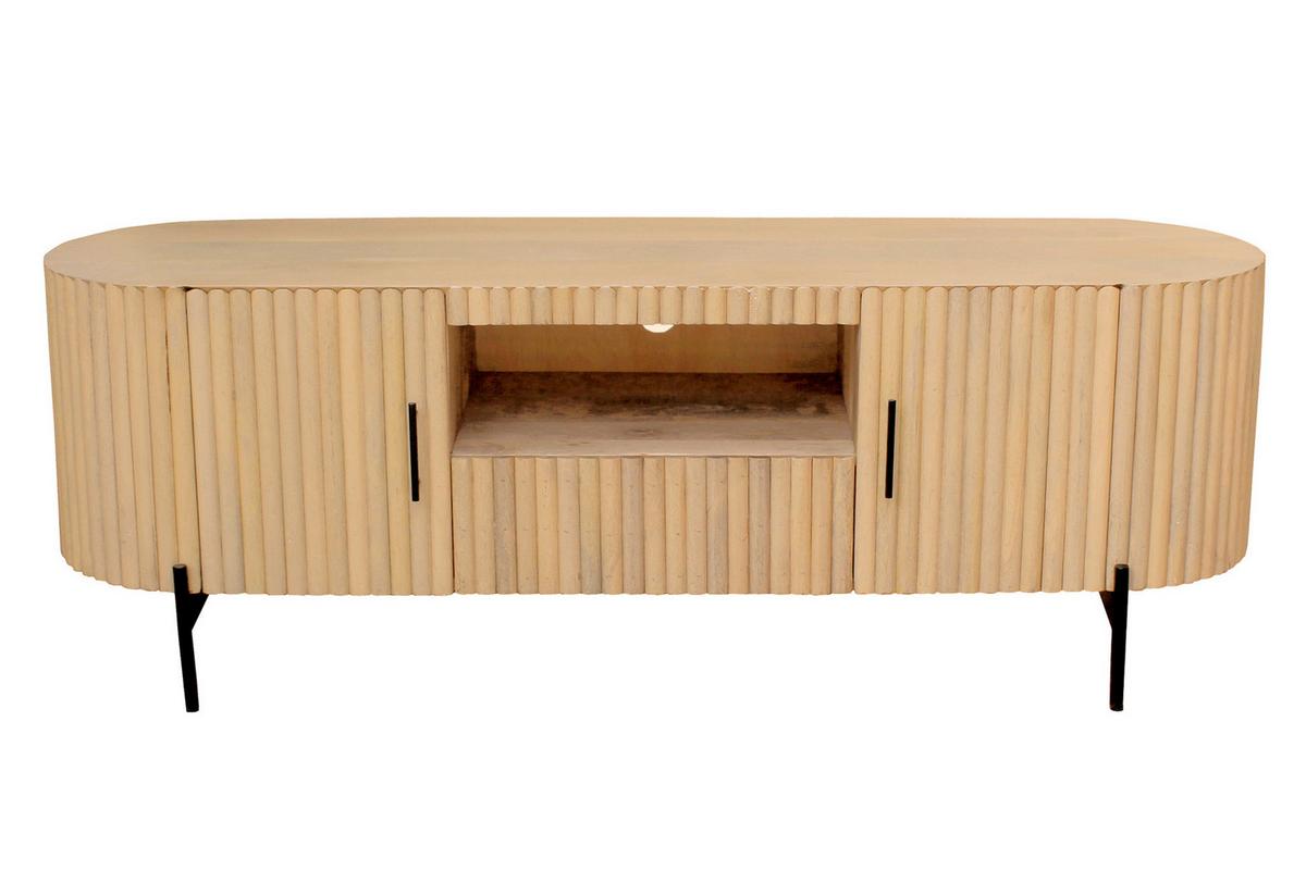 LOWBOARD Naturfarben/Schwarz B: 160cm - Schwarz/Naturfarben, Design, Holz/Metall (160/60/45cm) - MID.YOU