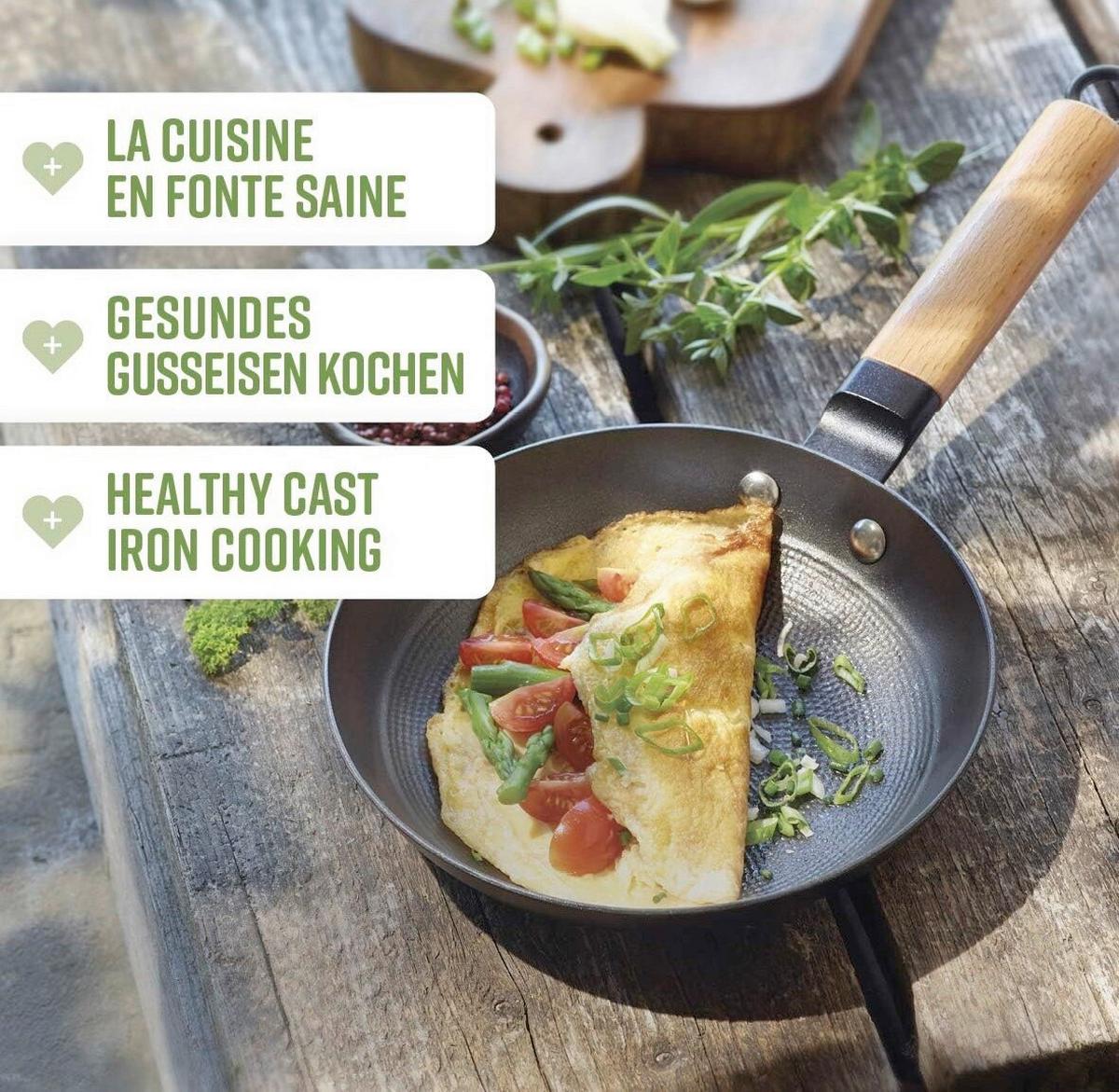 Gusseisenpfanne Qulinart Gusseisen, Eiche, Ø: 24cm - Schwarz, Basics, Holz/Metall (24/12,5/12,5cm)