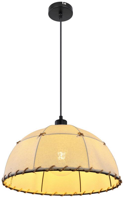 Hängeleuchte Rex H: 120 Cm 1-Flammig - Beige/Schwarz, Natur, Naturmaterialien/Textil (40/120cm) - Globo