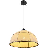 Hängeleuchte Rex H: 120 Cm 1-Flammig - Beige/Schwarz, Natur, Naturmaterialien/Textil (40/120cm) - Globo