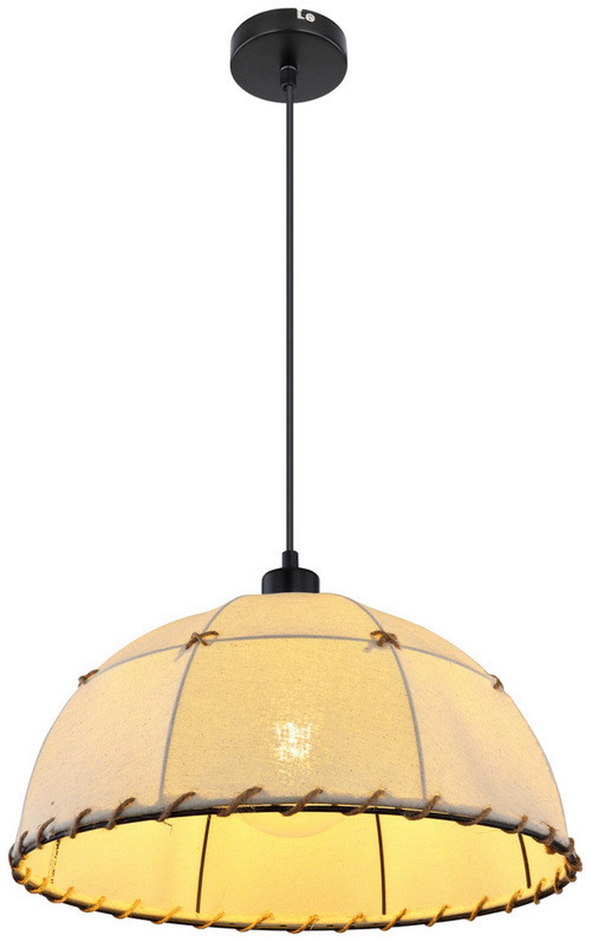 Hängeleuchte Rex H: 120 Cm 1-Flammig - Beige/Schwarz, Natur, Naturmaterialien/Textil (40/120cm) - Globo