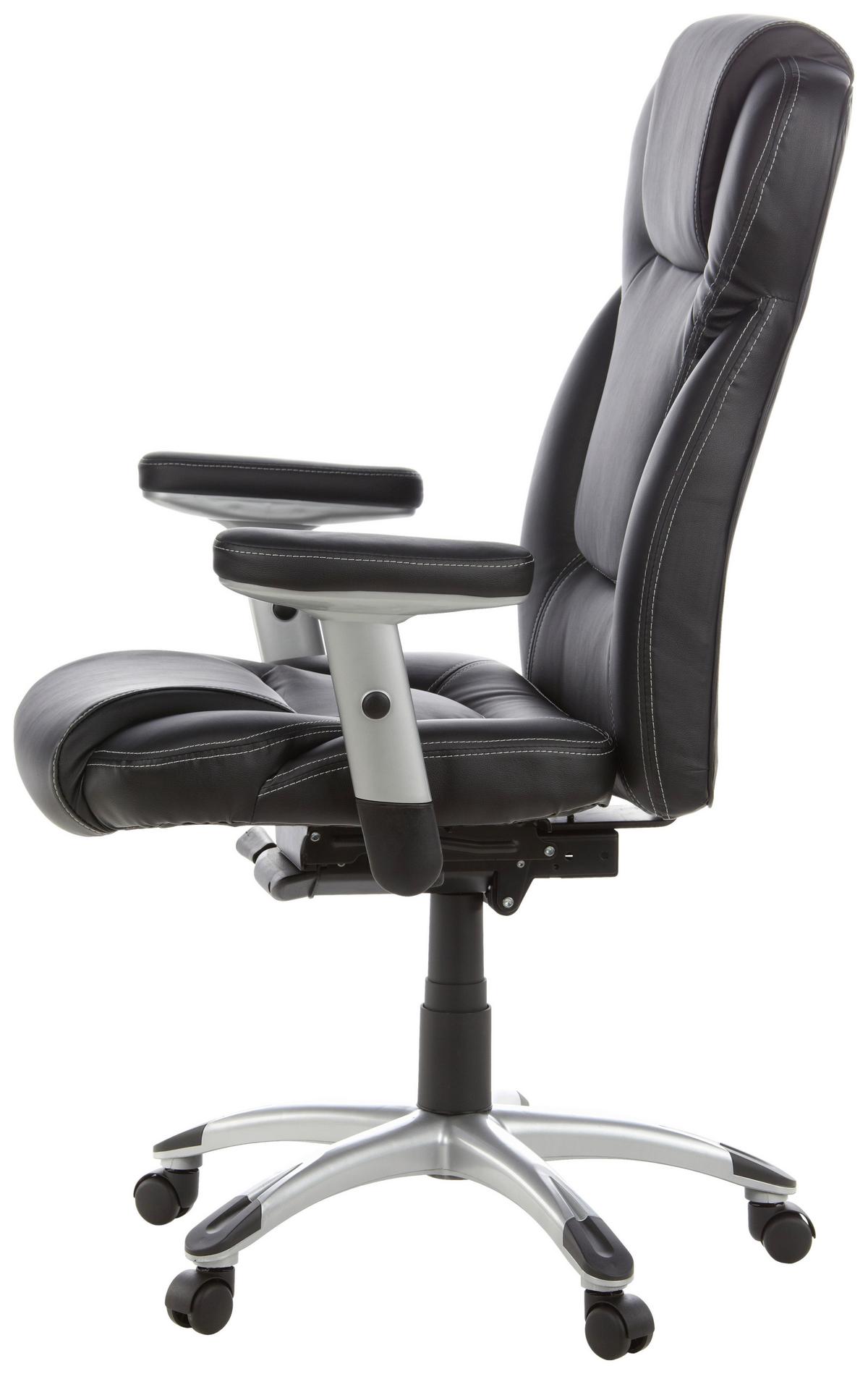 Chefsessel Embassy 200 Schwarz - Silberfarben/Schwarz, MODERN, Leder/Kunststoff (63/131/53cm) - MID.YOU