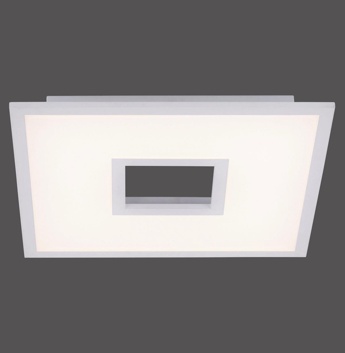LED-Deckenleuchte Recess L: 45 cm dimmbar mit Fernbedienung - Weiß, Design, Metall (45/45/5cm)