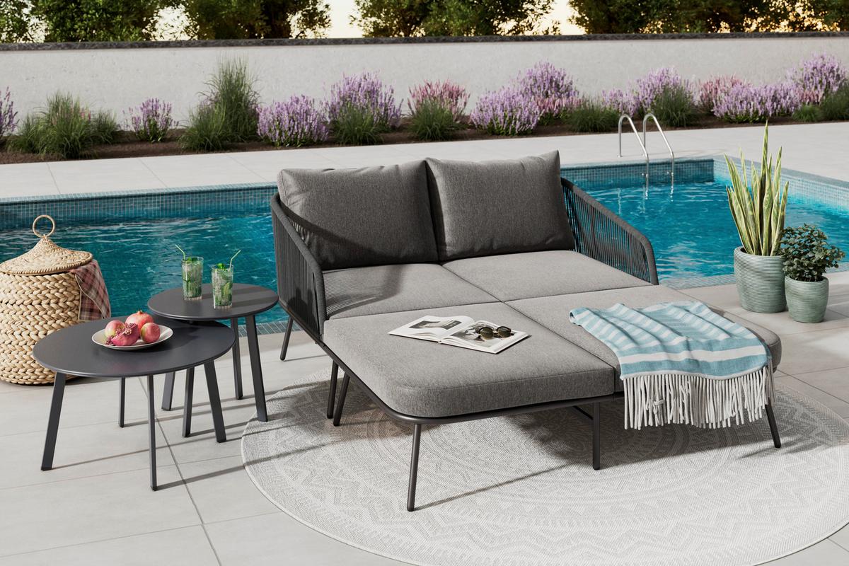 Sonneninsel Madeira - Dunkelgrau/Schwarz, MODERN, Textil/Metall (150/75/95cm) - Beldano