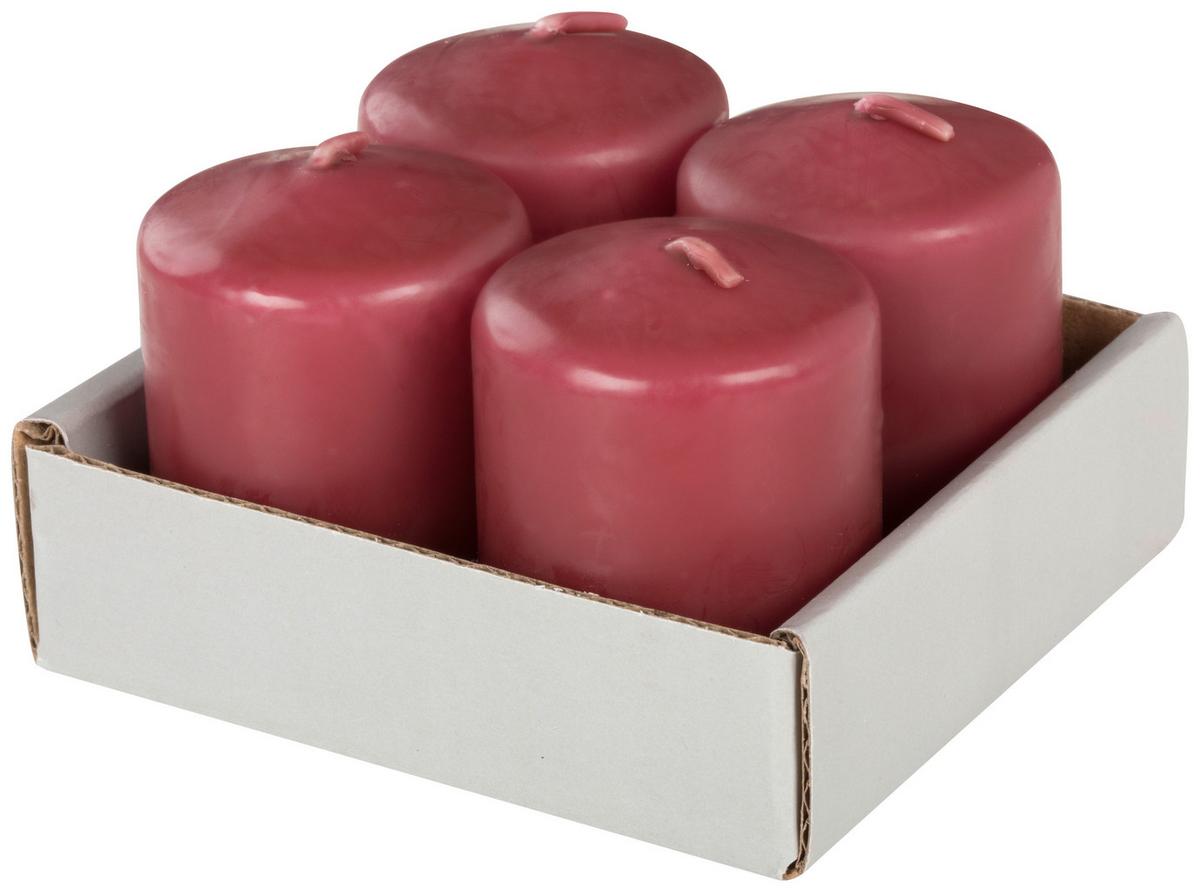 Válcová svíčka Katrinja, V: 5cm - bílá/růžová, parafín (3,8/5cm) - Modern Living