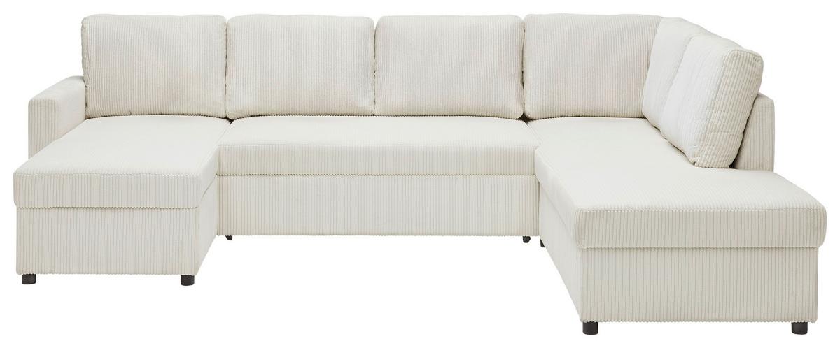 Sedací souprava MARTINA U, pravá, béžový manšestr - černá/béžová, Moderní, kov/dřevo (146/276/204cm) - Mömax