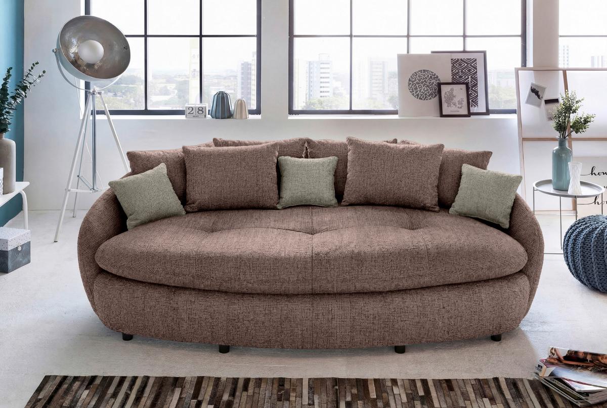 Megasofa Aruba 2 mit Kissen B: 238cm,braun Chenille - Schwarz/Braun, Trend, Textil (238/80/140cm) - Luca Bessoni