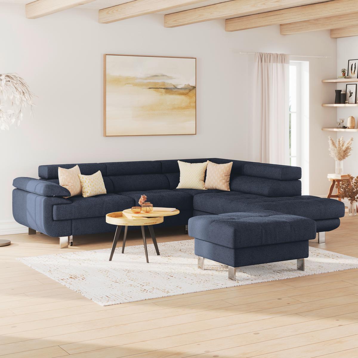 Hocker Savona - Dunkelblau, MODERN, Textil (90/44/73cm) - Ondega