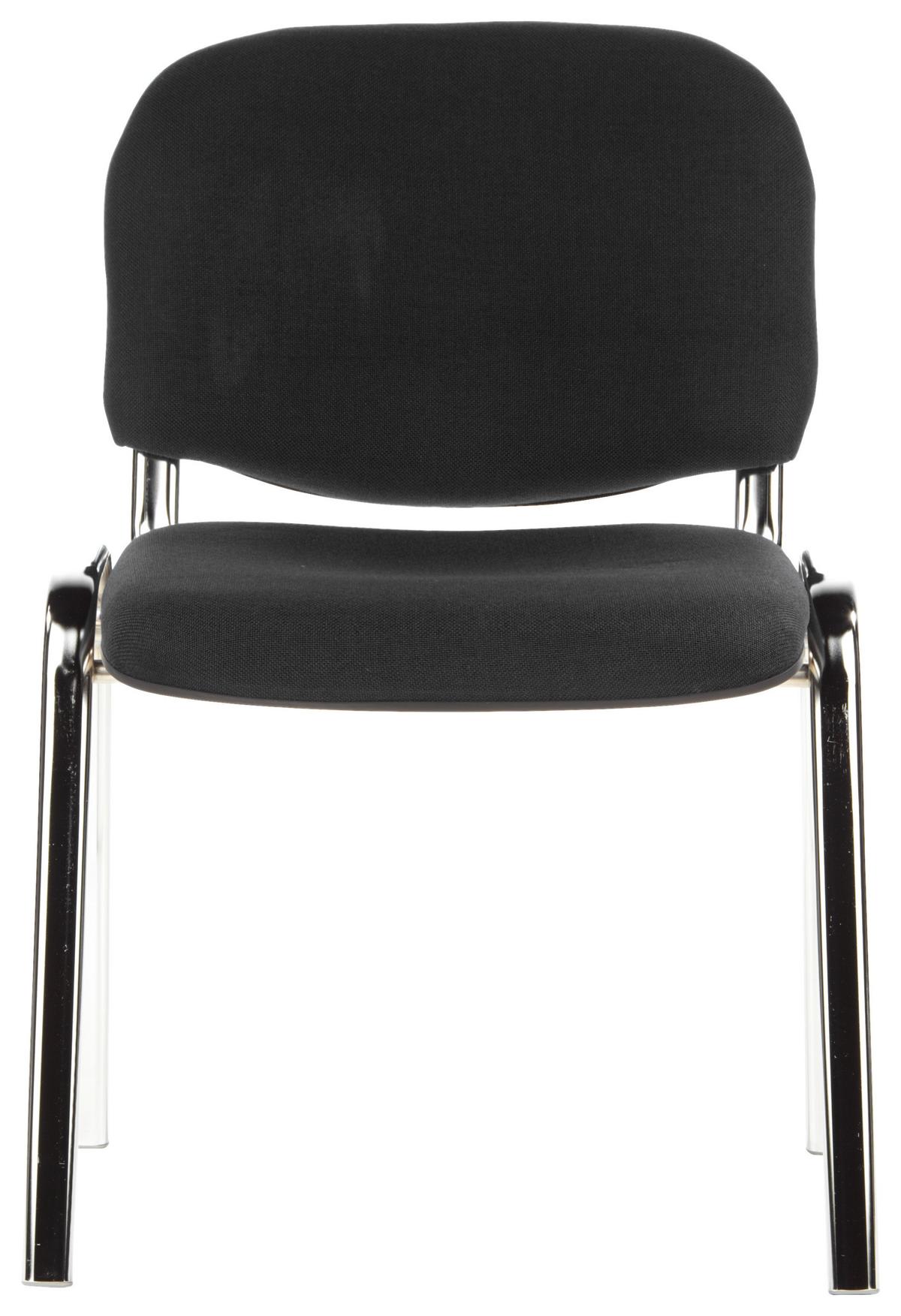 Besucherstuhl Xt 600 Stapelbar Schwarz Bis 100 Kg - Chromfarben/Schwarz, Basics, Textil/Metall (58/84/41cm) - MID.YOU