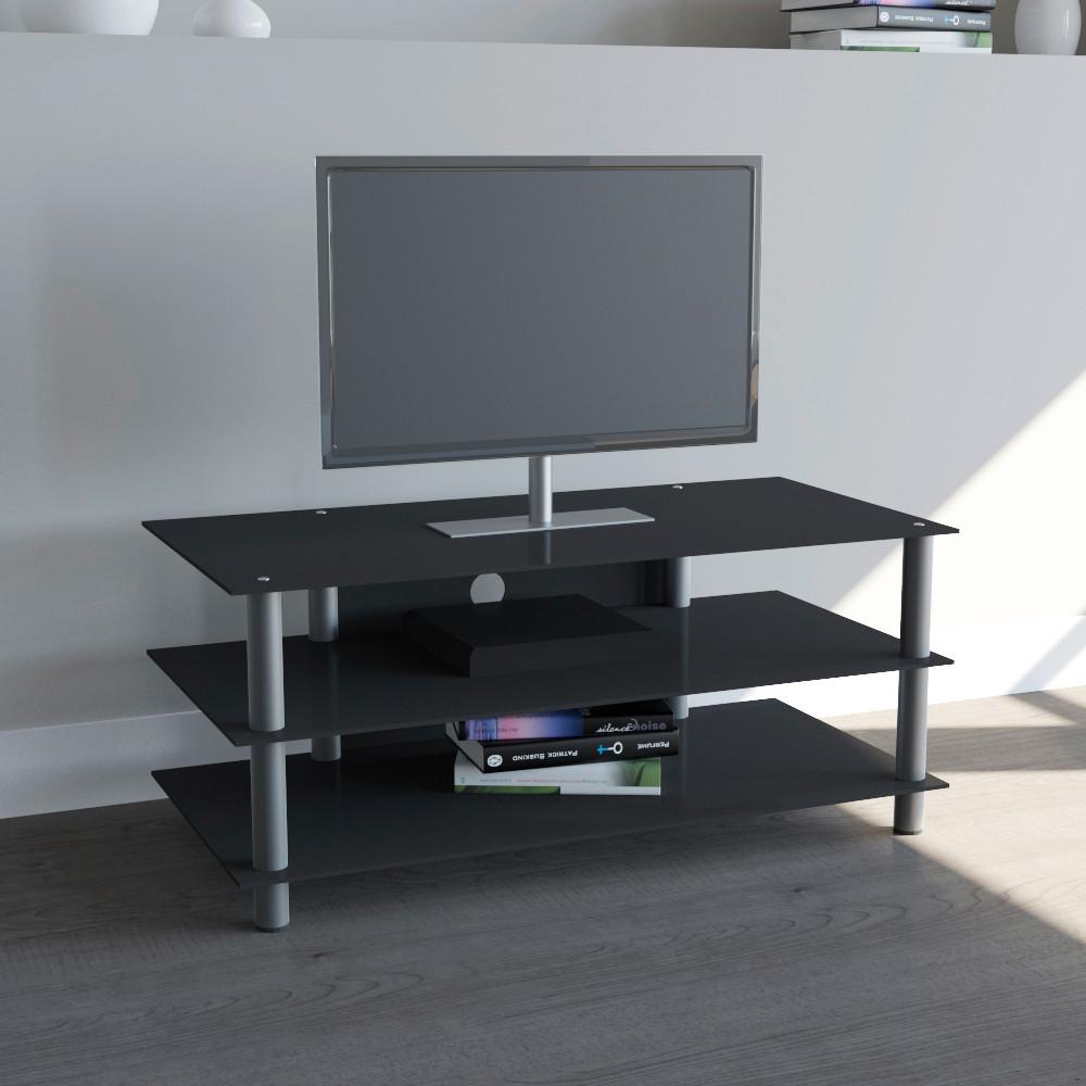 Phonotisch Zumbo B: 110 Cm Schwarz/silberfarben - Silberfarben/Schwarz, KONVENTIONELL, Glas/Metall (110/45/42cm) - MID.YOU