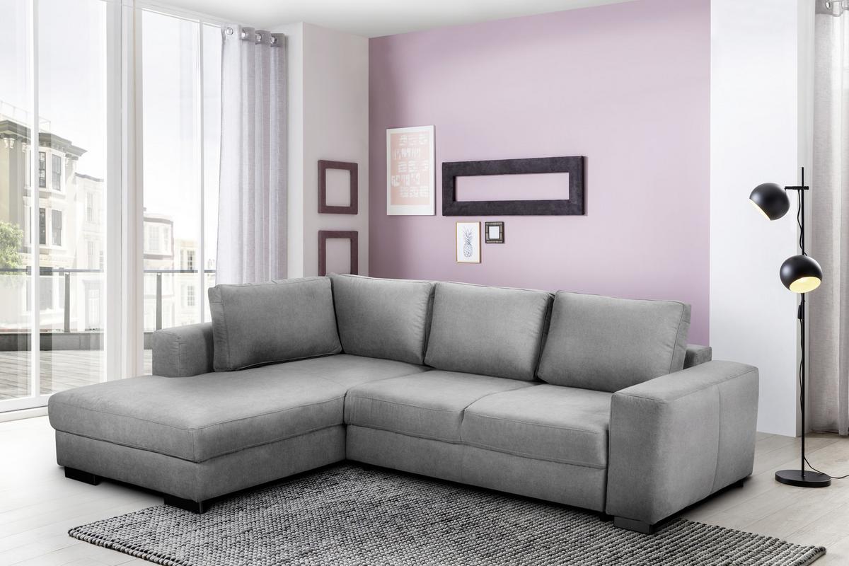 Ecksofa mit Schlaffunktion Olifant, Webstoff - Hellgrau, MODERN, Holz (203/68/283cm) - Ondega