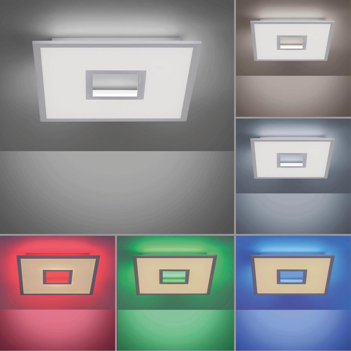 LED-Deckenleuchte Recess L: 45 cm dimmbar mit Fernbedienung - Weiß, Design, Metall (45/45/5cm)