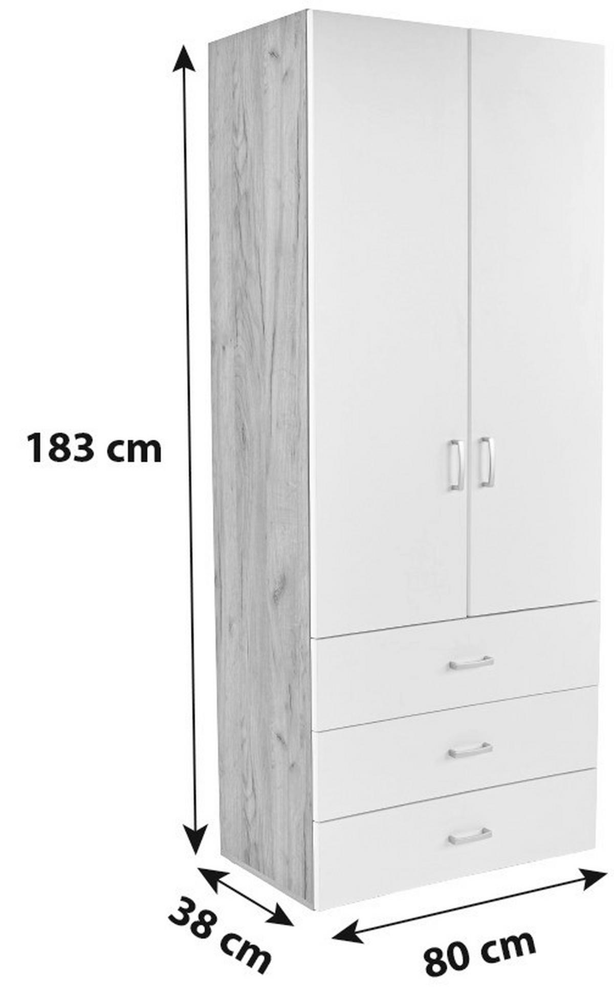 SKŘÍŇ NA ŠANONY TIO - bílá/barvy dubu, Moderní, kompozitní dřevo (80/183/37,5cm)