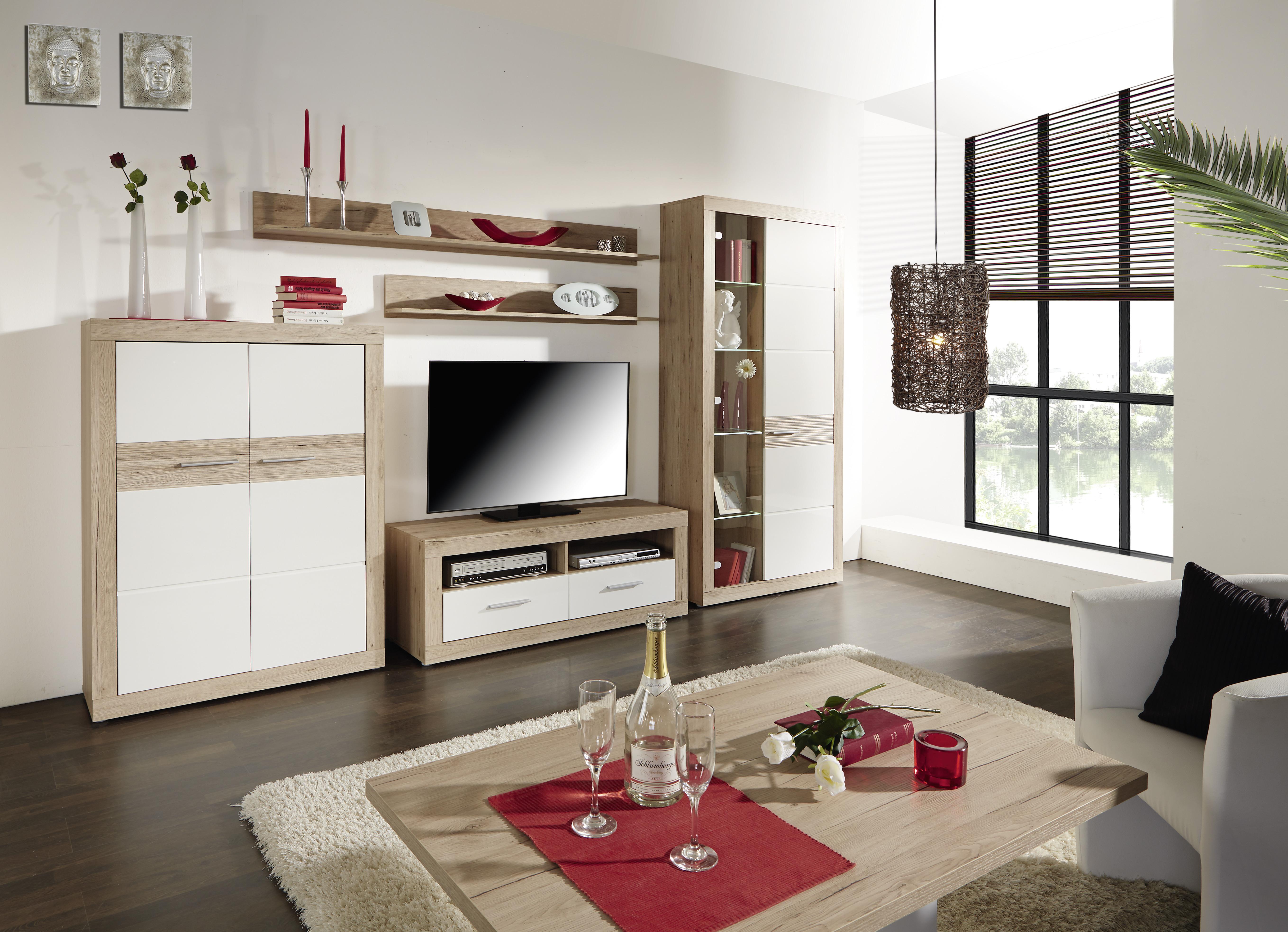 Tv Diel Malta - farby duba/biela, Moderný, drevo (128/50/42cm) - Based