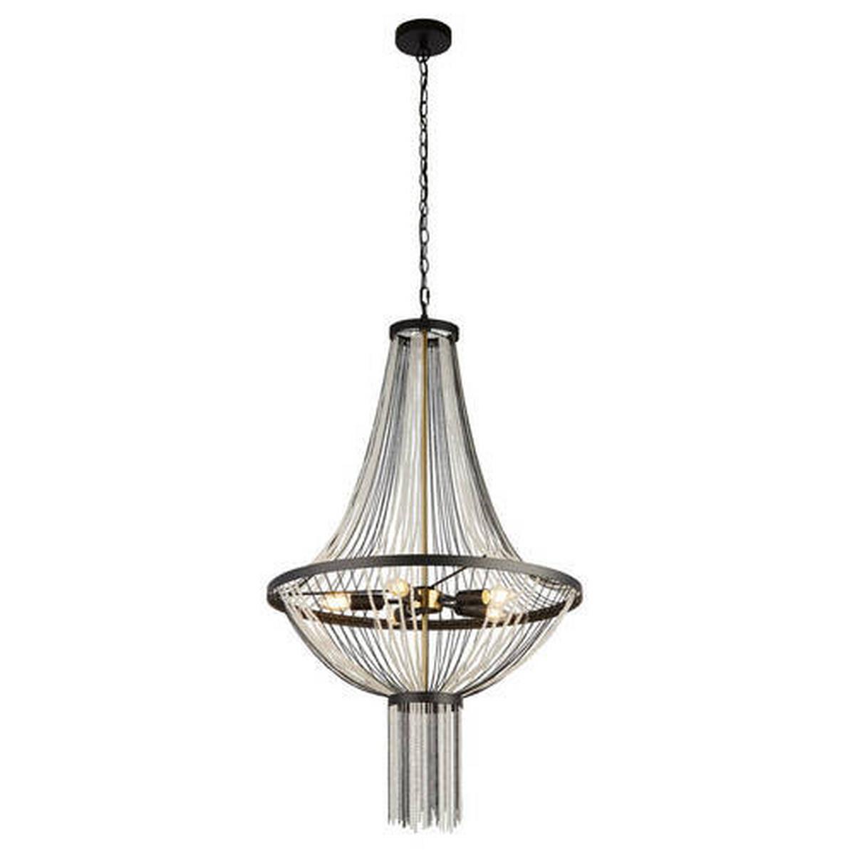 Kronleuchter 86353-5bk Baguette - Messingfarben/Schwarz, Design, Kunststoff/Metall (60/162cm)