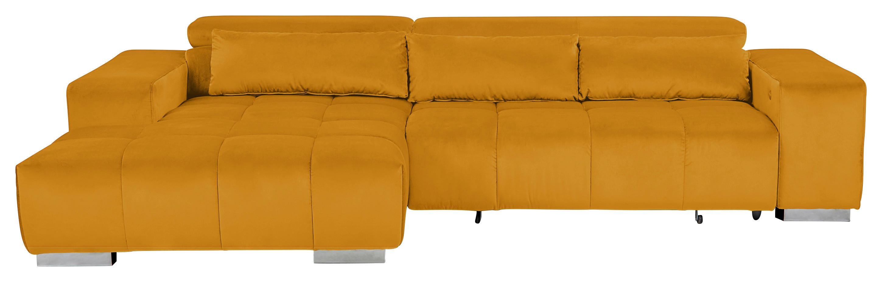 Ecksofa m. Relaxfunktion Orion Kopfstütze klappbar Currygelb