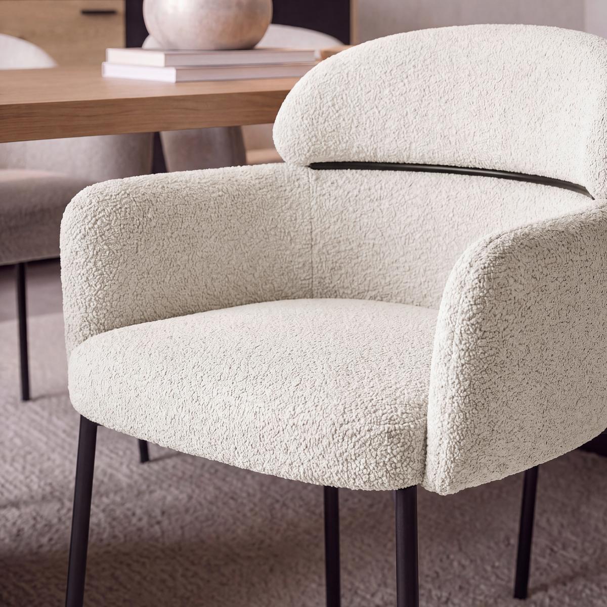 Židle s područkami Chloe, šedobéžová - černá/šedobéžová, Moderní, kov/textil (62/79/59,5cm) - Bessagi Home