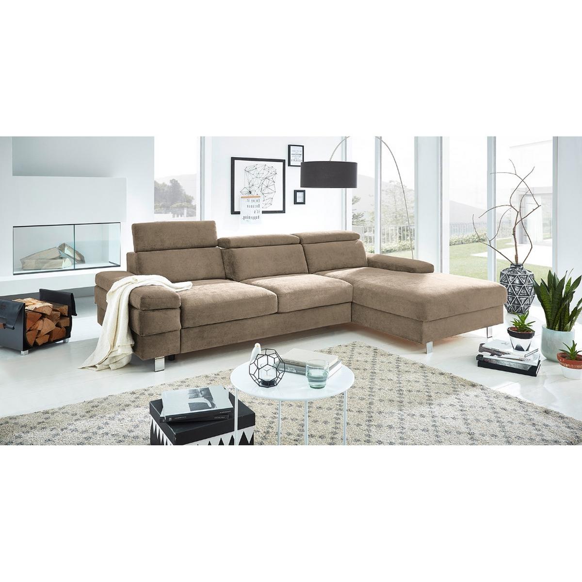 Ecksofa Elvis Schlammfarben S: 259x182 Cm - Schlammfarben/Silberfarben, KONVENTIONELL, Textil (259/182cm) - Trendmanufaktur