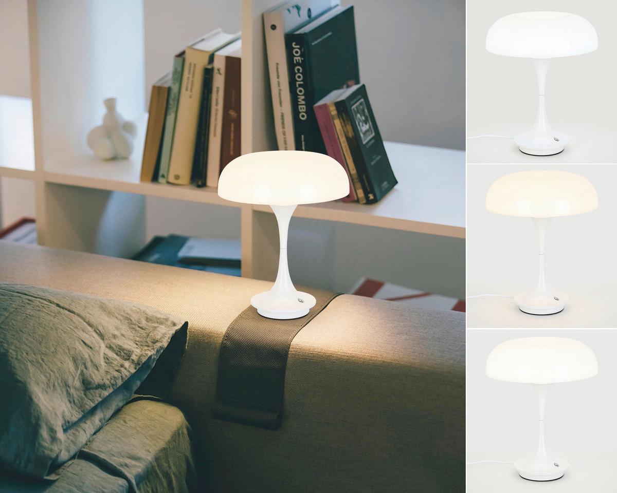 NABÍJATEĽNÁ STOLNÁ LAMPA RETRO - biela/chrómová, Modern, kov/plast (19,5/24cm) - Mömax