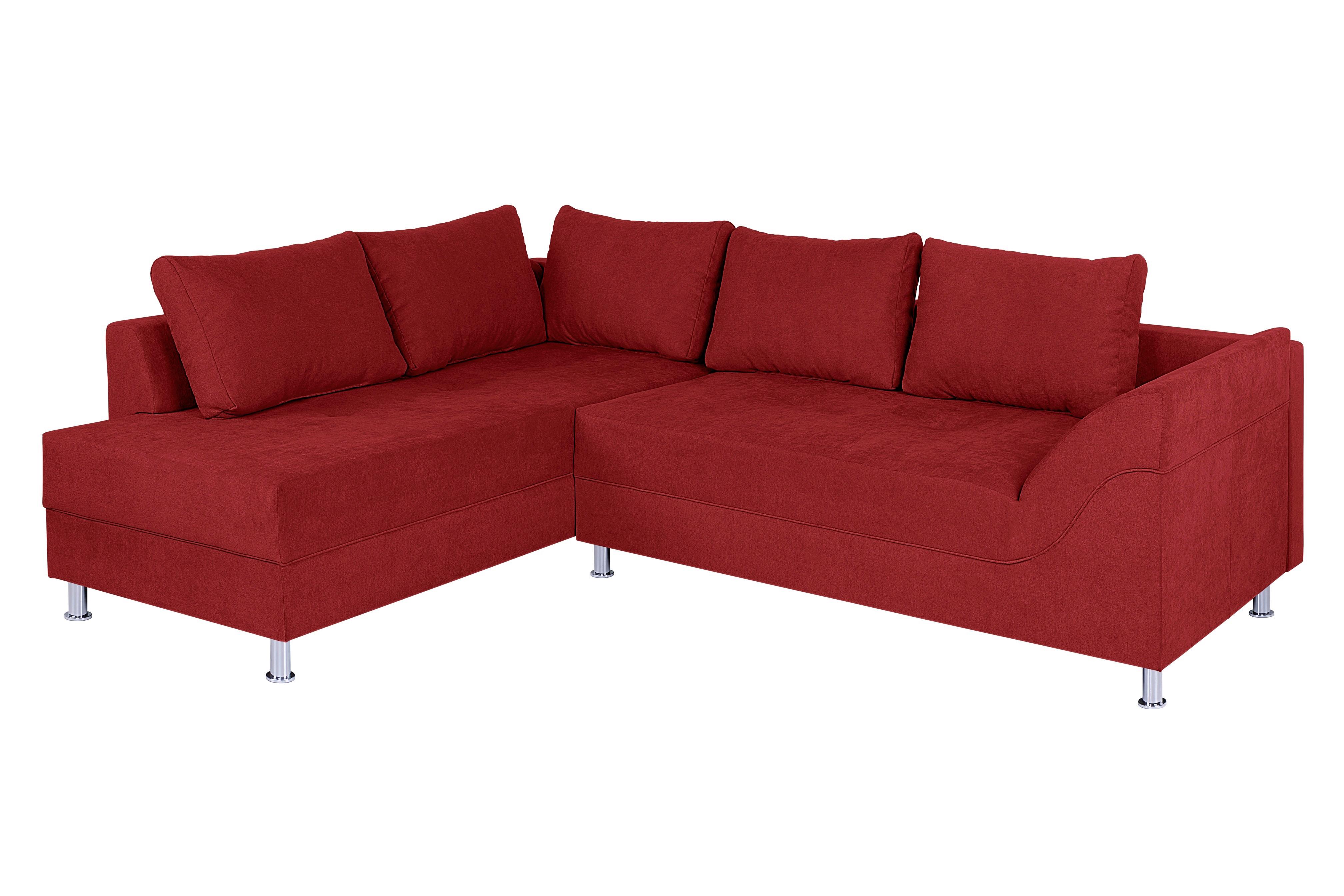 Ecksofa Bern Beere S: 200x267 cm - Chromfarben/Beere, Design, Holzwerkstoff/Textil (200/267cm) - P & B